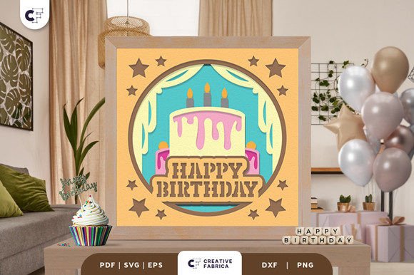 3D Paper Cut Cake Shadow Box 3D SVG for Birthdays