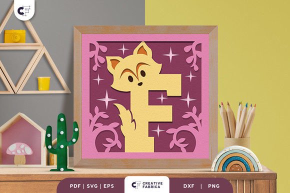 Alphabet Animal Letter F 3D SVG for Birthdays