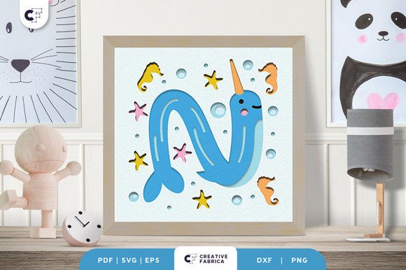 Alphabet Animal Letter N 3D SVG for Birthdays