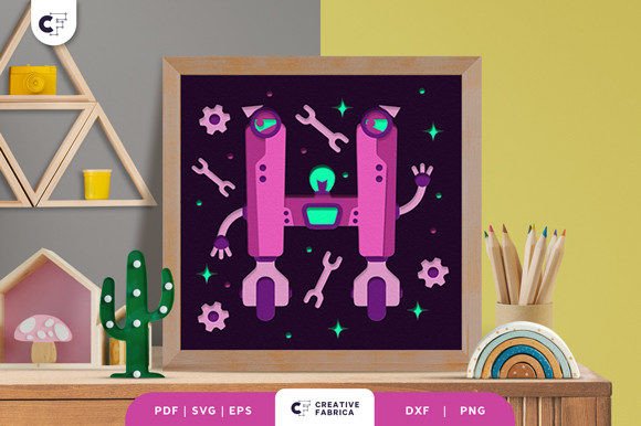 Alphabet Robot Letter H 3D SVG for Birthdays