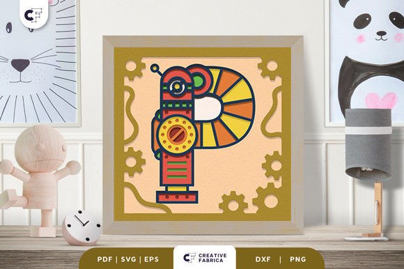 Alphabet Robot Letter P 3D SVG for Birthdays