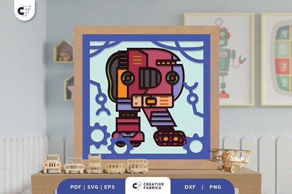 Alphabet Robot Letter R 3D Shadow Box