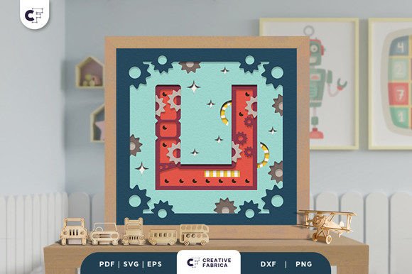Alphabet Robot Letter U 3D SVG for Birthdays