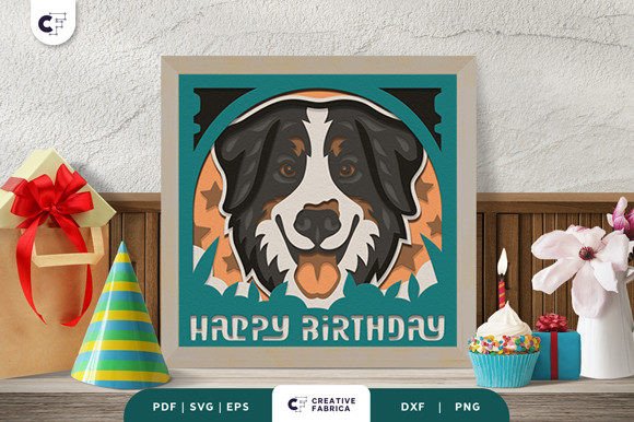 Bernese Mountain 3D SVG for Birthdays