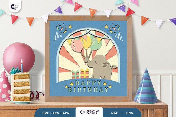 Birthday Elephant 3D SVG for Festive Designs