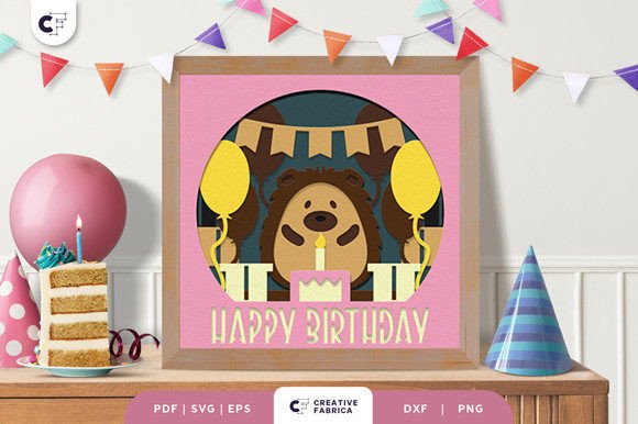 Birthday Hedgehog 3D SVG for Birthdays