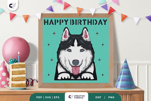 Birthday Husky 3D SVG for Birthdays