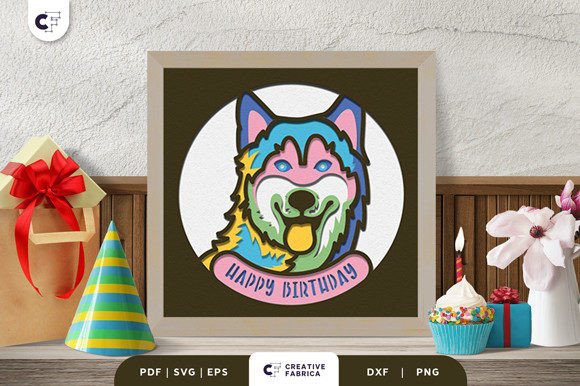 Birthday Husky 3D SVG for Birthdays