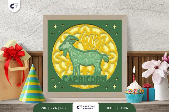 Capricorn Mandala 3D SVG for Birthdays