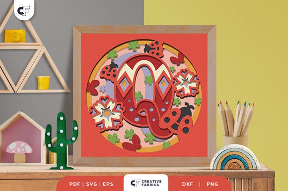 Floral Alphabet Letter Q 3D Shadow Box