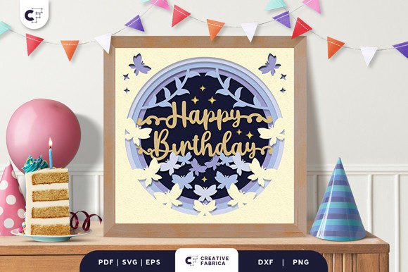 Floral Birthday Shadow Box: 3D SVG for Birthdays
