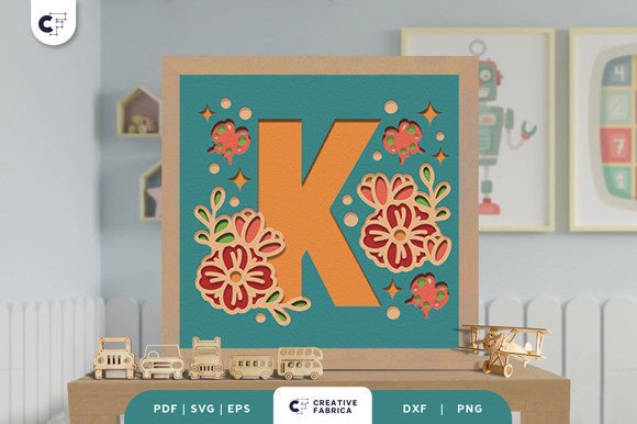 Floral K 3D SVG for Birthdays & Decor
