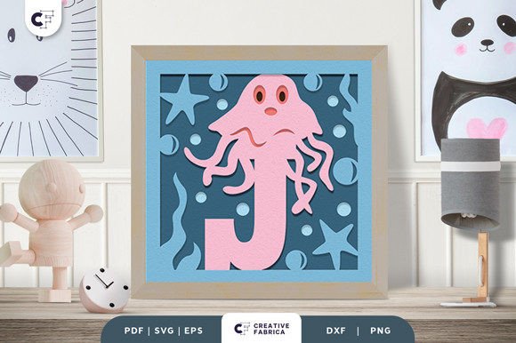 J Jellyfish 3D SVG for Birthdays & Branding