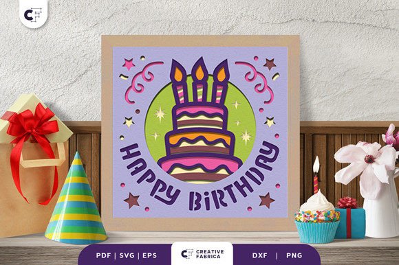 Kids Birthday Cake 3D SVG