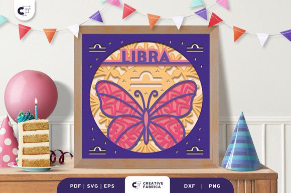Libra Mandala 3D SVG for Birthdays