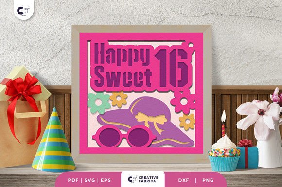 Sweet Sixteen 3D SVG for Birthdays
