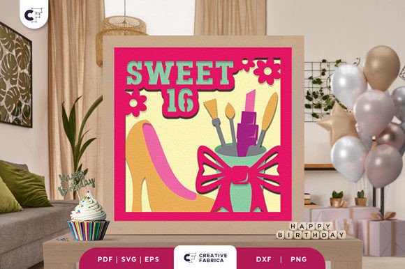 Sweet Sixteen 3D SVG for Birthdays