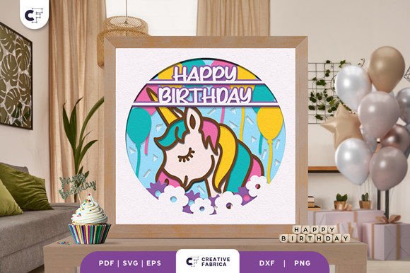 Unicorn 3D SVG for Birthdays